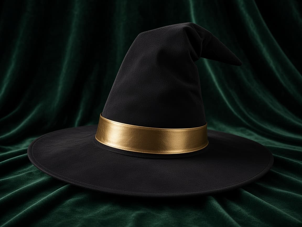 Black witch hat with gold band