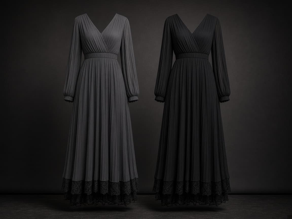 Charcoal and black midi dresses for the duo