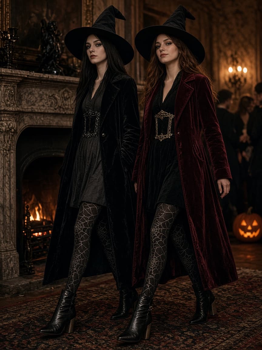 Hollow Frame Sisters full-length at a Halloween party
