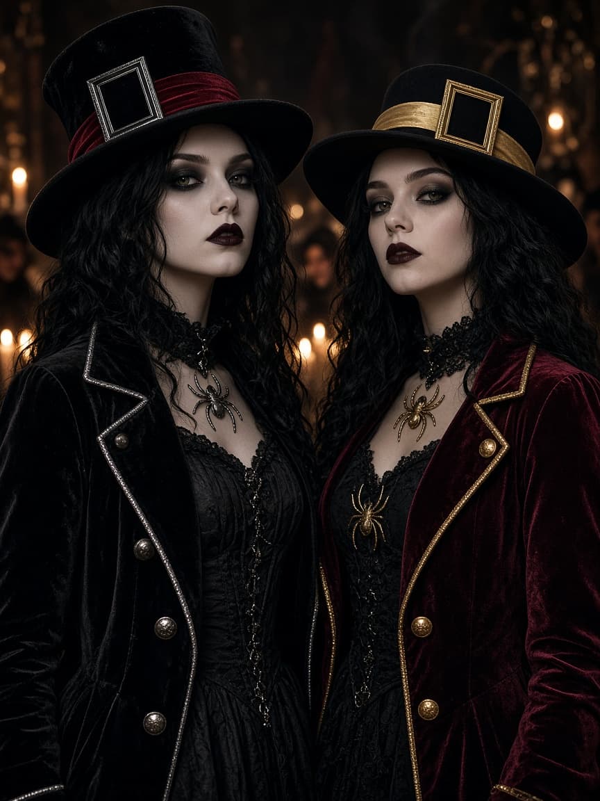 Hollow Frame Sisters waist-up party portrait