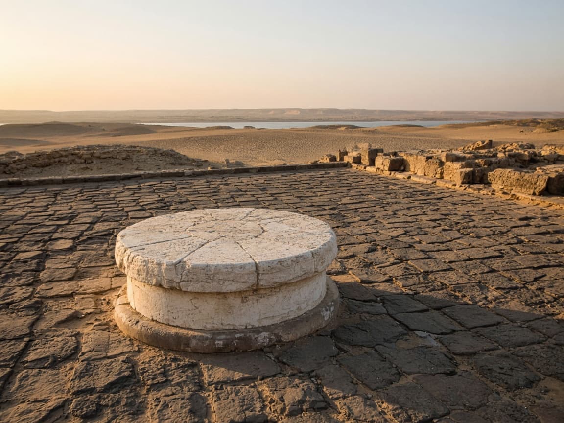 Illustrative view of the alabaster altar at Abu Ghurab, Egypt