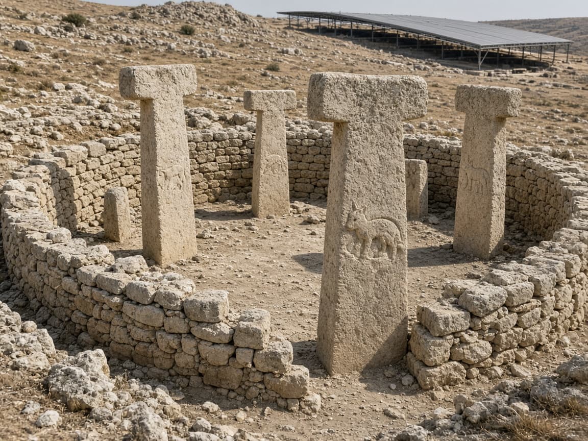 Illustrative view of T-shaped pillars at Göbekli Tepe, Turkey